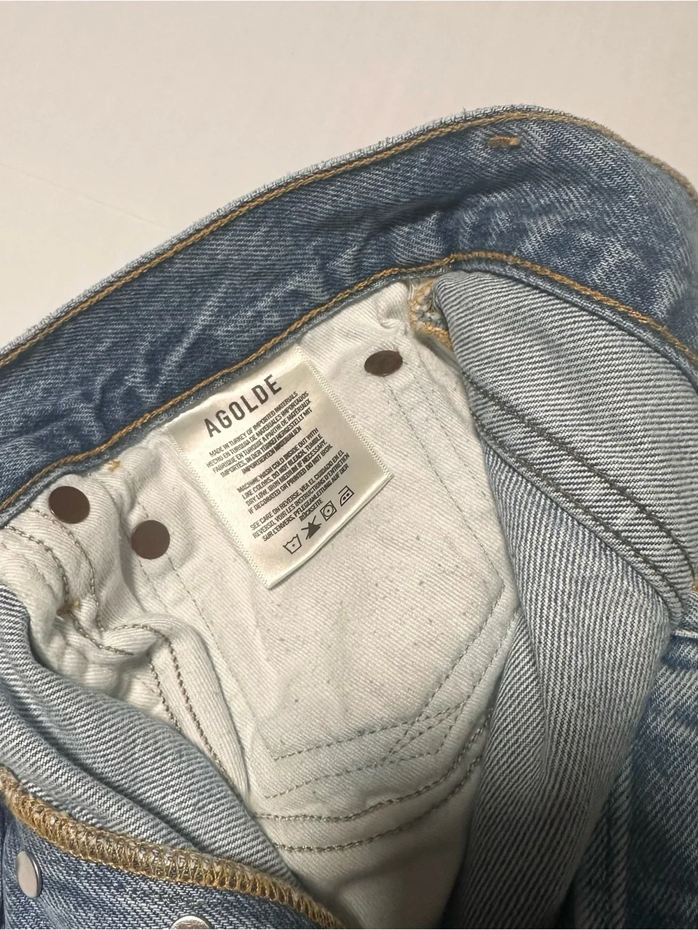 Agolde Parker Light Blue Distressed Denim Shorts